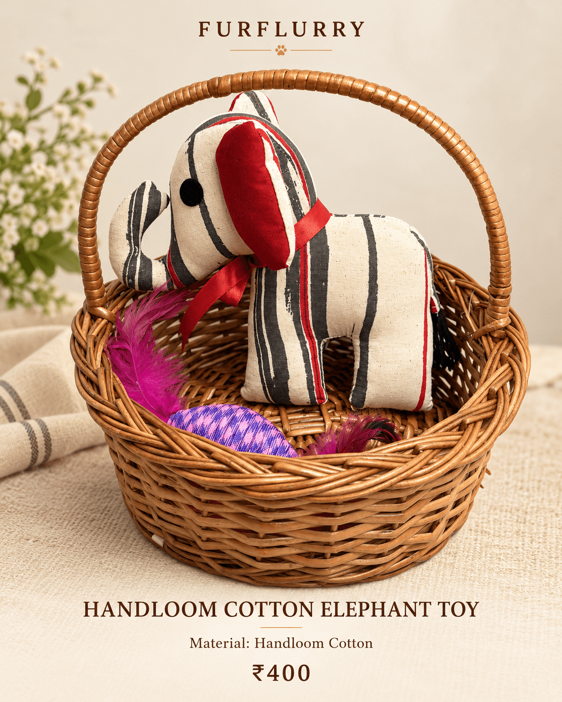 Handloom Cotton Elephant Hanging Main image